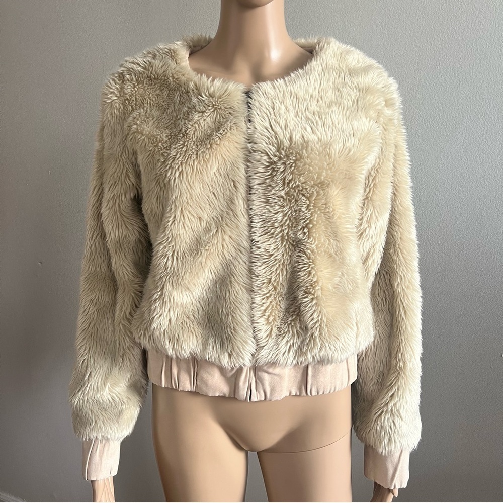 Color Siete Faux Fur Bomber Jacket Size M